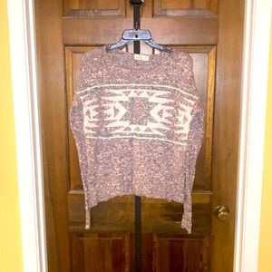 Size M/L Super Soft Hollister Sweater. Burgundy & grey with Aztec like design